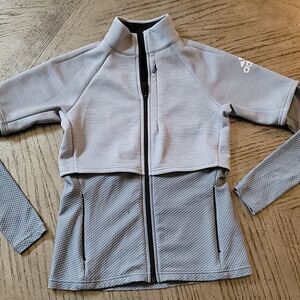 Gray Adidas zip up jacket with thumbholess XS 🤍